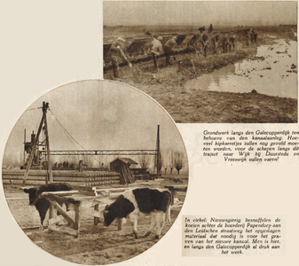874550 Collage van 2 foto's betreffende de voorbereidingen voor de aanleg van het nieuwe Amsterdam-Rijnkanaal te ...